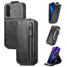 For Tecno Pova 3 Zipper Wallet Vertical Flip Leather Phone Case(Black) - 1