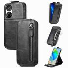 For ZTE Blade V40s Zipper Wallet Vertical Flip Leather Phone Case(Black) - 1