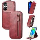 For ZTE Blade V40s Zipper Wallet Vertical Flip Leather Phone Case(Red) - 1