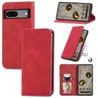 For Google Pixel 7A Retro Skin Feel Magnetic Flip Leather Phone Case(Red) - 1