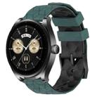 For Huawei Watch Buds 22mm Football Pattern Two-Color Silicone Watch Band(Olive Green + Black) - 1