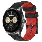 For Huawei Watch Buds 22mm Football Pattern Two-Color Silicone Watch Band(Black+Red) - 1