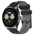 For Huawei Watch Buds 22mm Football Pattern Two-Color Silicone Watch Band(Black+Grey) - 1