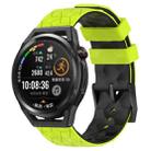 For Huawei Watch GT Runner 22mm Football Pattern Two-Color Silicone Watch Band(Lime Green + Black) - 1