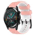 For Huawei GT2 46mm 22mm Football Pattern Two-Color Silicone Watch Band(Pink+White) - 1