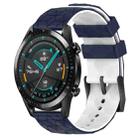 For Huawei GT2 46mm 22mm Football Pattern Two-Color Silicone Watch Band(Midnight Blue + White) - 1
