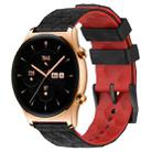 For Honor Watch GS 3 22mm Football Pattern Two-Color Silicone Watch Band(Black+Red) - 1