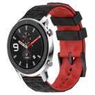 For Amazfit GTR 4 22mm Football Texture Two-Color Silicone Watch Band(Black+Red) - 1