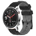 For Amazfit GTR 4 22mm Football Texture Two-Color Silicone Watch Band(Black+Grey) - 1