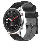 For Amazfit GTR 4 Pro 22mm Football Texture Two-Color Silicone Watch Band(Black+Grey) - 1