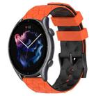 For Amazfit GTR 3 22mm Football Texture Two-Color Silicone Watch Band(Orange+Black) - 1