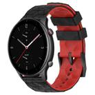 For Amazfit GTR 2e 22mm Football Texture Two-Color Silicone Watch Band(Black+Red) - 1