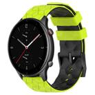 For Amazfit GTR 2e 22mm Football Texture Two-Color Silicone Watch Band(Lime Green + Black) - 1