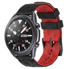 For Samsung Galaxy Watch3 45mm 22mm Football Pattern Two-Color Silicone Watch Band(Black+Red) - 1