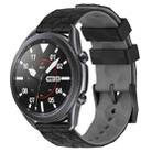 For Samsung Galaxy Watch3 45mm 22mm Football Pattern Two-Color Silicone Watch Band(Black+Grey) - 1