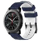 For Samsung Gear S3 Frontier 22mm Football Pattern Two-Color Silicone Watch Band(Midnight Blue + White) - 1