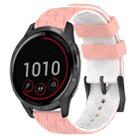 For Garmin Vivoactive4 22mm Football Pattern Two-Color Silicone Watch Band(Pink+White) - 1