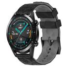 For Huawei Watch GT2 42mm 20mm Football Pattern Two-Color Silicone Watch Band(Black+Grey) - 1