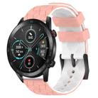 For Honor MagicWatch2 42mm 20mm Football Pattern Two-Color Silicone Watch Band(Pink+White) - 1