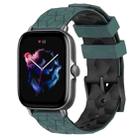 For Amazfit GTS 3 20mm Football Texture Two-Color Silicone Watch Band(Olive Green + Black) - 1