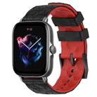 For Amazfit GTS 3 20mm Football Texture Two-Color Silicone Watch Band(Black+Red) - 1