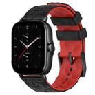 For Amazfit GTS 2E 20mm Football Texture Two-Color Silicone Watch Band(Black+Red) - 1