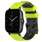 For Amazfit GTS 2E 20mm Football Texture Two-Color Silicone Watch Band(Lime Green + Black) - 1