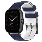 For Amazfit GTS 2E 20mm Football Texture Two-Color Silicone Watch Band(Midnight Blue + White) - 1