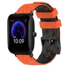 For Amazfit Pop 20mm Football Texture Two-Color Silicone Watch Band(Orange+Black) - 1