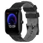 For Amazfit Pop 20mm Football Texture Two-Color Silicone Watch Band(Black+Grey) - 1