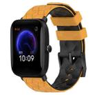 For Amazfit Pop 20mm Football Texture Two-Color Silicone Watch Band(Yellow+Black) - 1