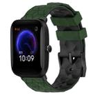 For Amazfit Pop 20mm Football Texture Two-Color Silicone Watch Band(Armygreen+Black) - 1