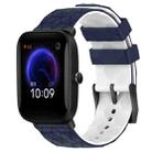 For Amazfit Pop 20mm Football Texture Two-Color Silicone Watch Band(Midnight Blue + White) - 1