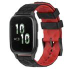 For Garmin Forerunner Sq2 20mm Football Pattern Two-Color Silicone Watch Band(Black+Red) - 1