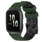 For Garmin Forerunner Sq2 20mm Football Pattern Two-Color Silicone Watch Band(Armygreen+Black) - 1
