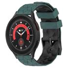 For Samsung Galaxy Watch 5 Pro 45mm 20mm Football Pattern Two-Color Silicone Watch Band(Olive Green + Black) - 1