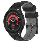For Samsung Galaxy Watch 5 Pro 45mm 20mm Football Pattern Two-Color Silicone Watch Band(Black+Grey) - 1
