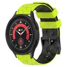 For Samsung Galaxy Watch 5 Pro 45mm 20mm Football Pattern Two-Color Silicone Watch Band(Lime Green + Black) - 1