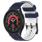 For Samsung Galaxy Watch 5 Pro 45mm 20mm Football Pattern Two-Color Silicone Watch Band(Midnight Blue + White) - 1