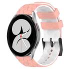 For Samsung Galaxy Watch 4 40mm 20mm Football Pattern Two-Color Silicone Watch Band(Pink+White) - 1