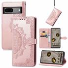 For Google Pixel 7A Mandala Flower Embossed Leather Phone Case(Rose Gold) - 1