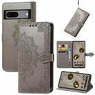 For Google Pixel 7A Mandala Flower Embossed Leather Phone Case(Gray) - 1