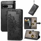 For Google Pixel 7A Mandala Flower Embossed Leather Phone Case(Black) - 1
