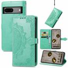 For Google Pixel 7A Mandala Flower Embossed Leather Phone Case(Green) - 1