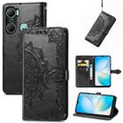 For Infinix Hot 12 Pro Mandala Flower Embossed Leather Phone Case(Black) - 1