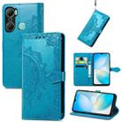 For Infinix Hot 12 Pro Mandala Flower Embossed Leather Phone Case(Blue) - 1
