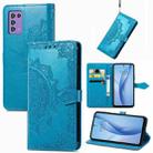 For ZTE Libero 5G III Mandala Flower Embossed Leather Phone Case(Blue) - 1