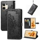 For OPPO Reno9 Mandala Flower Embossed Leather Phone Case(Black) - 1