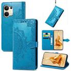 For OPPO Reno9 Mandala Flower Embossed Leather Phone Case(Blue) - 1