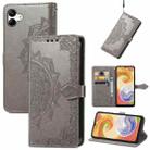 For Samsung Galaxy A04 Mandala Flower Embossed Leather Phone Case(Gray) - 1